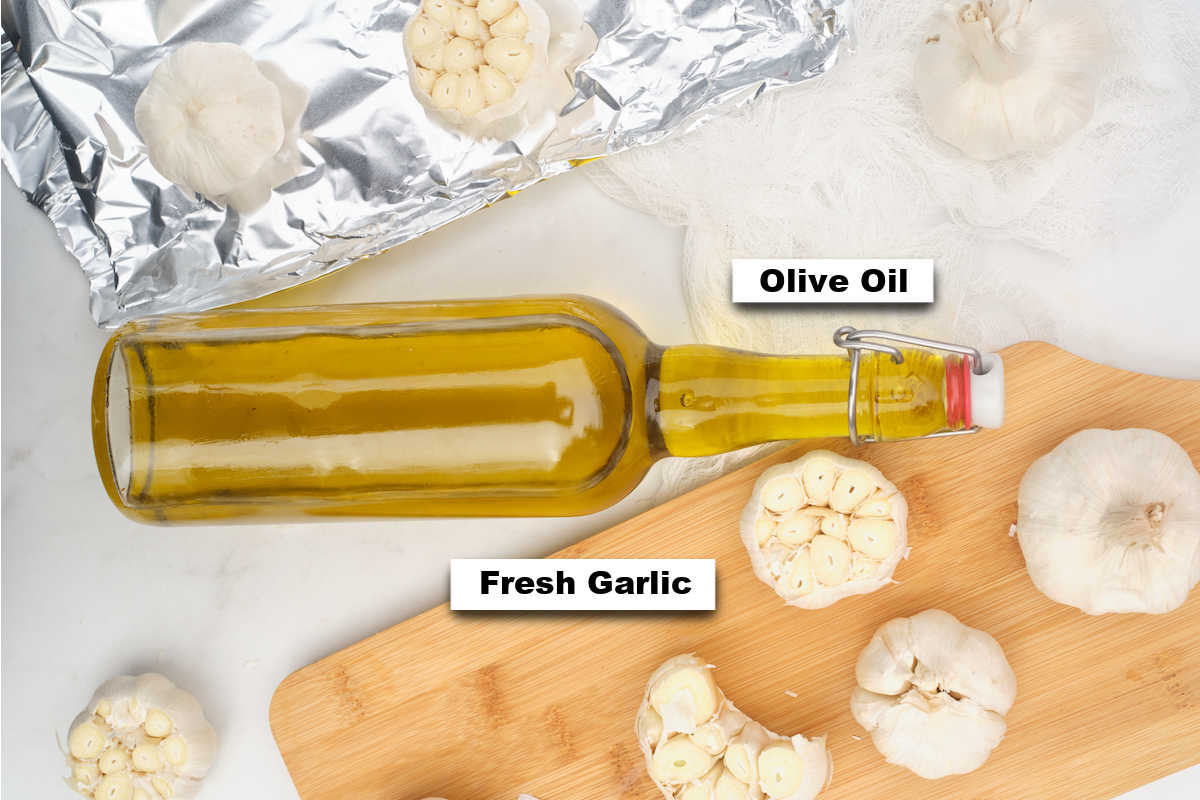 the ingredients needed for making roasted garlic in air fryer