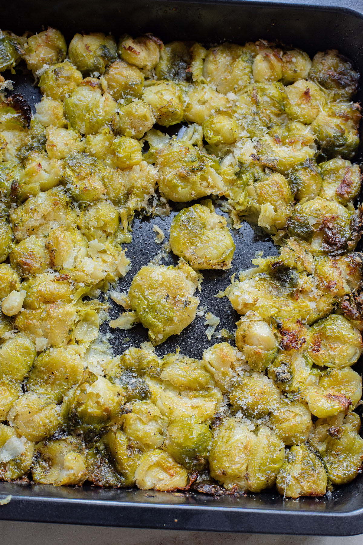 the finished smashed brussel sprouts recipe
