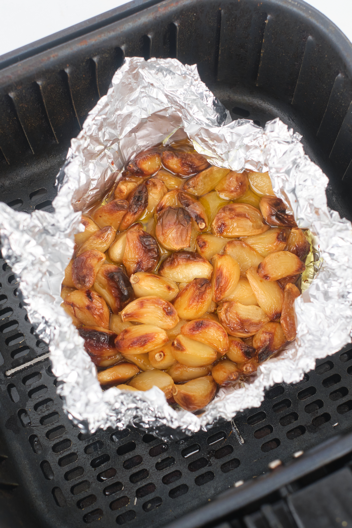 the completed roasted garlic in air fryer recipe