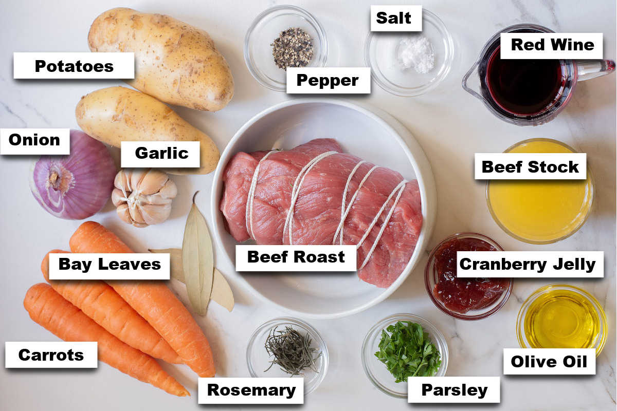 the ingredients needed to make air fryer pot roast