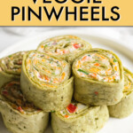 A stack of veggie pinwheels on a plate