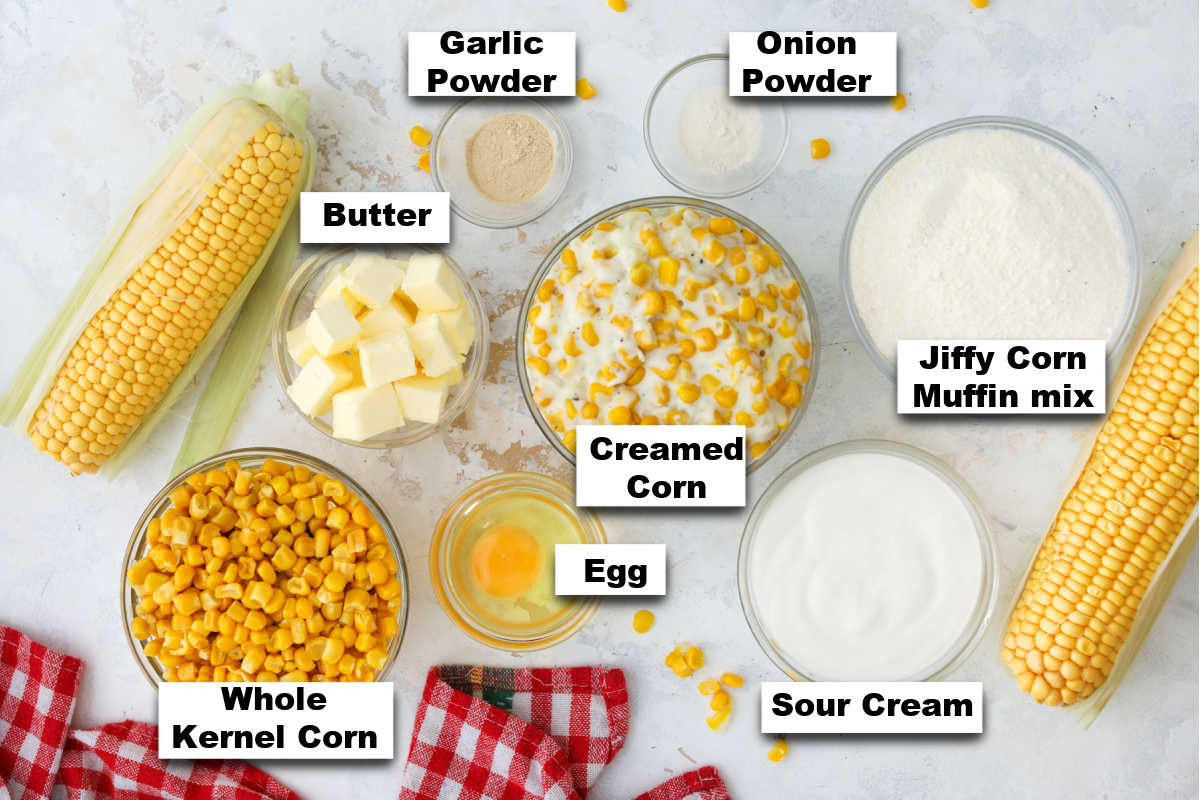 the ingredients for this Cornbread Casserole recipe.