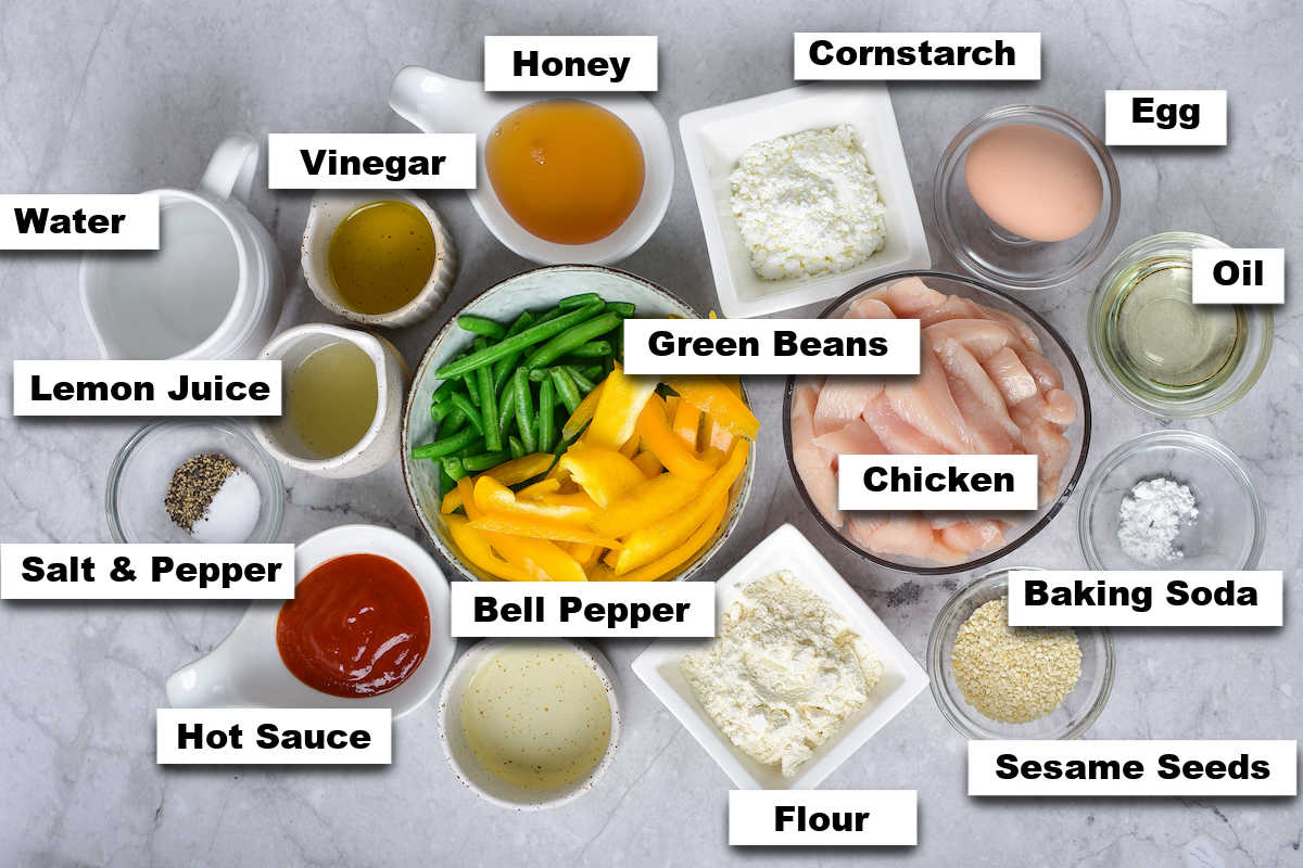 the ingredients for making honey sesame chicken