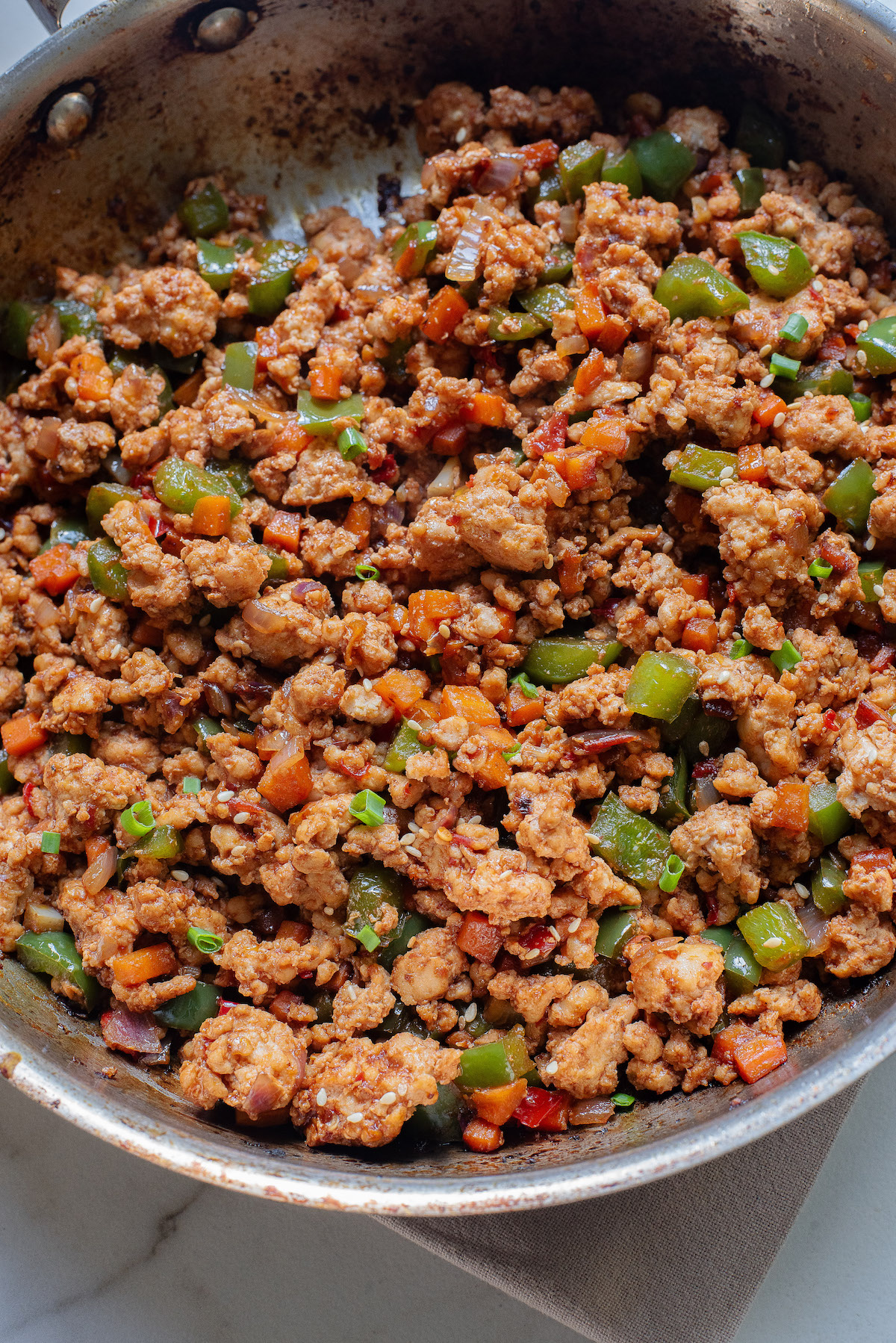 a close up view of the finished version of this how to cook ground turkey recipe