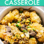 Tater tot casserole in a bowl