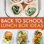 A collage of images of school lunch recipes