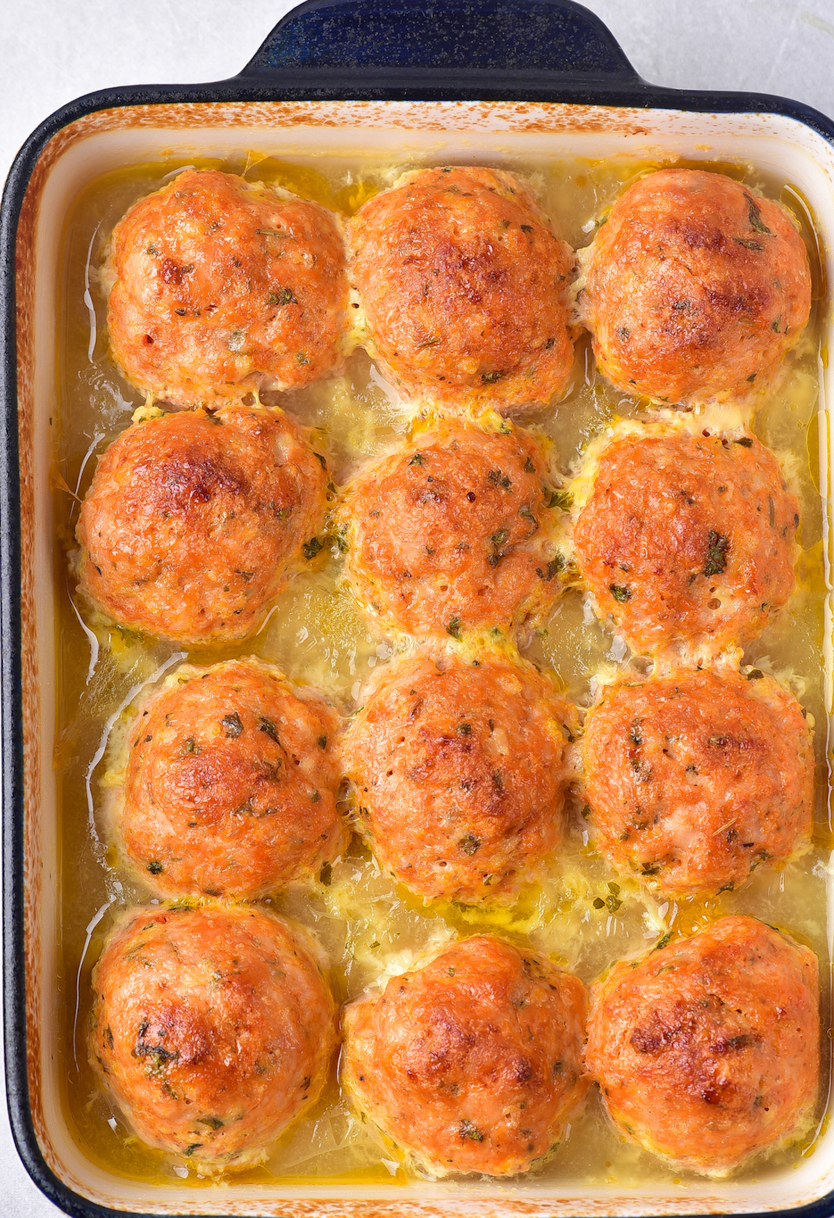close up view of the finished chicken meatballs