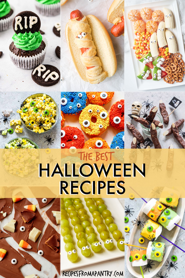 A collage of images of fun Halloween recipes