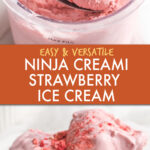 two images of strawberry ice cream