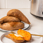 the completed crockpot sweet potatoes recipe