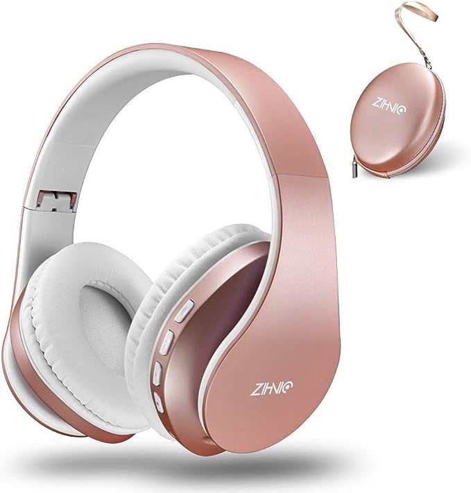 Rose gold wireless headphones. 