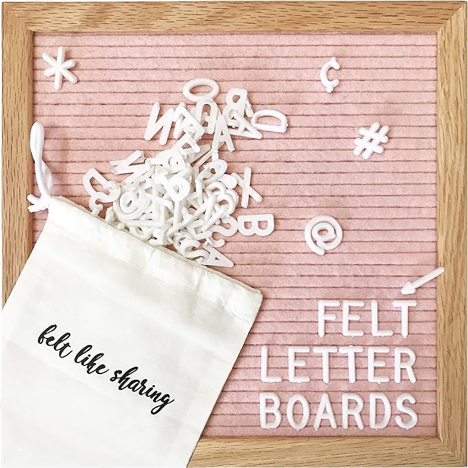 Pink felt letter board. 