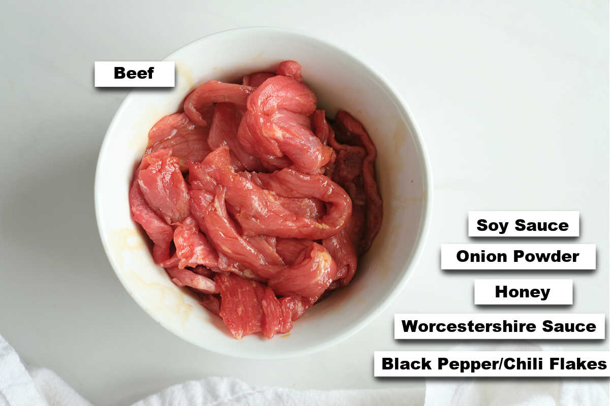 the ingredients needed to make this air fryer recipe for beef jerky