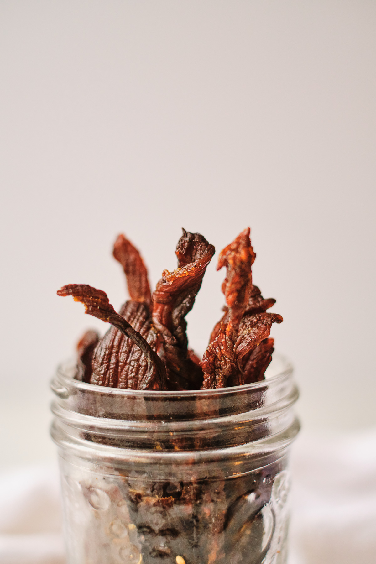 The finished beef jerky in air fryer recipe