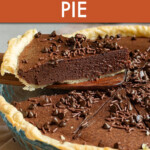 a piece of chocolate pie being lifted out of the pie.