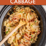 slow cooked cabbage and bacon in a slow cooker