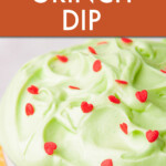 Close up of grinch dip in a bowl