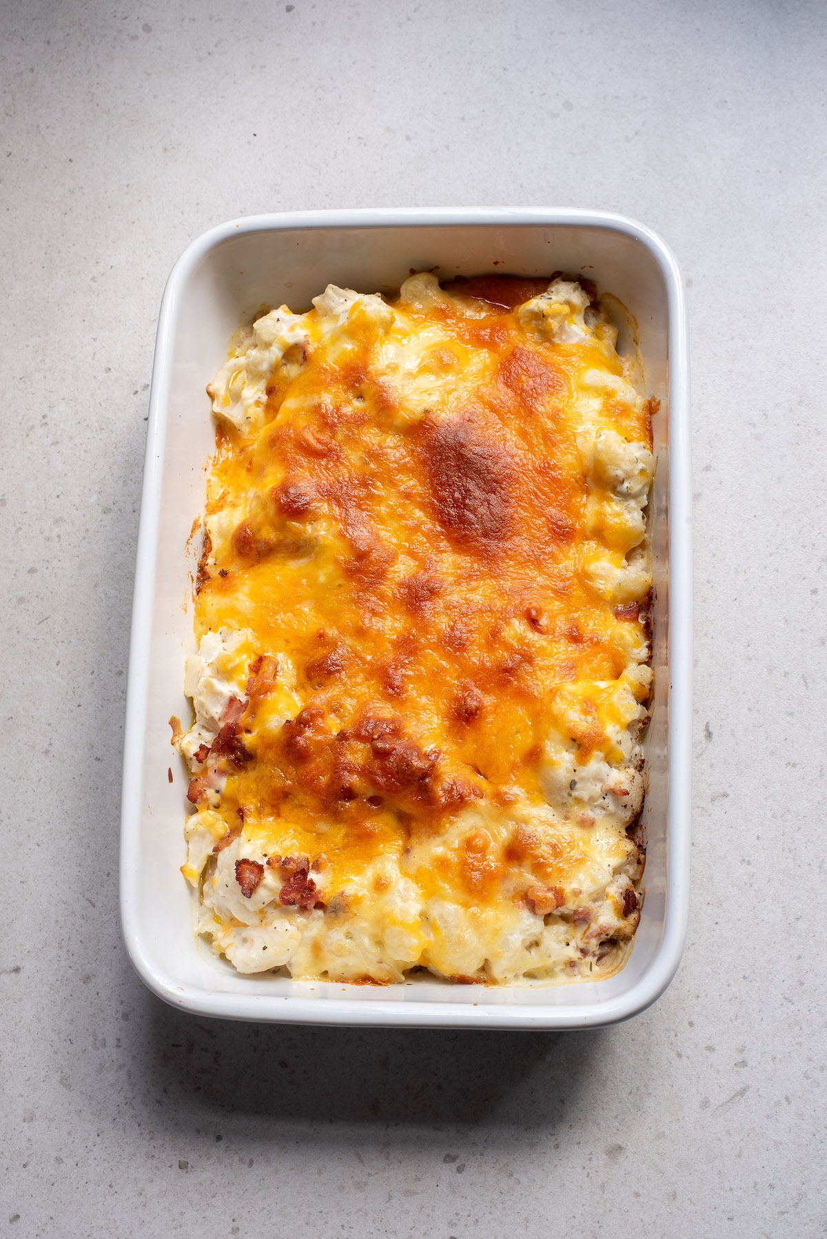 the baked casserole right out of the oven