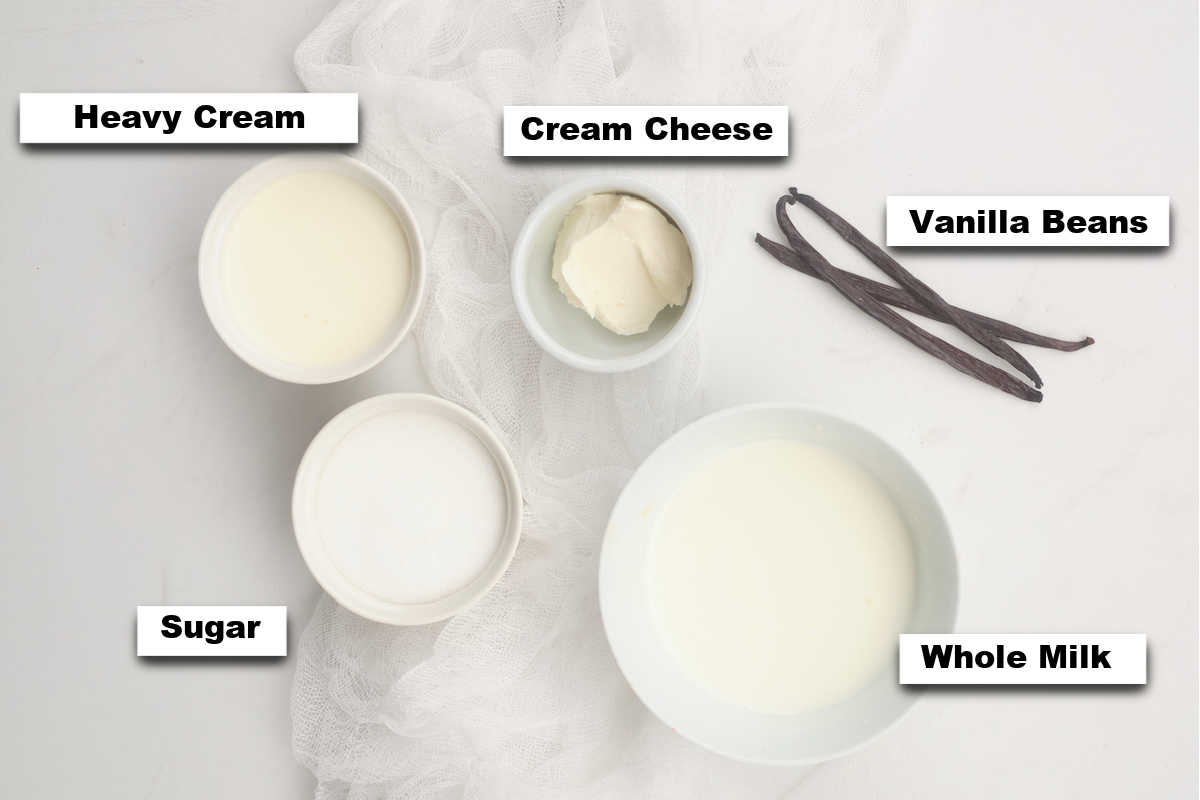 the ingredients needed to make this Ninja Creami Vanilla Ice Cream Recipe