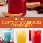 a collage of images of starbucks refreshers