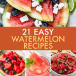 A collage of images of watermelon recipes