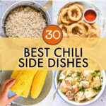 A collage of images of side dishes to serve with chili