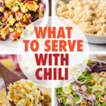 A collage of images of side dishes to serve with chili