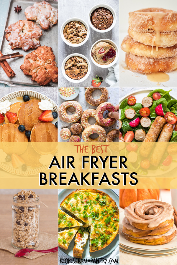 A collage of images of air fryer breakfasts