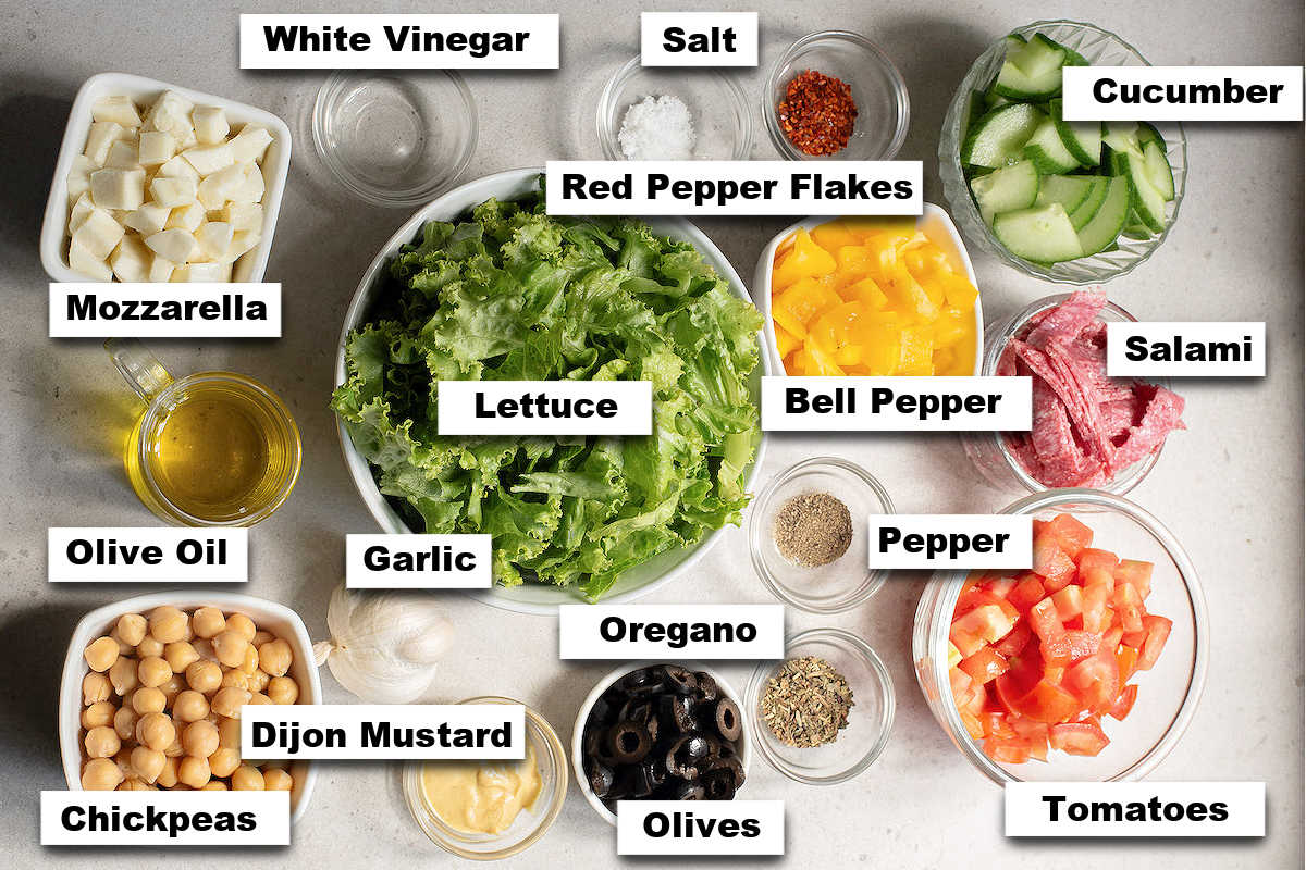 the ingredients needed to make this Italian Chopped Salad recipe