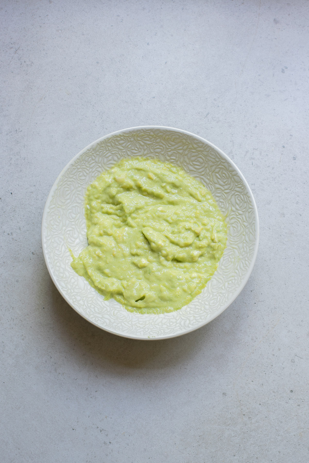 top down view of the avocado spread in a bowl