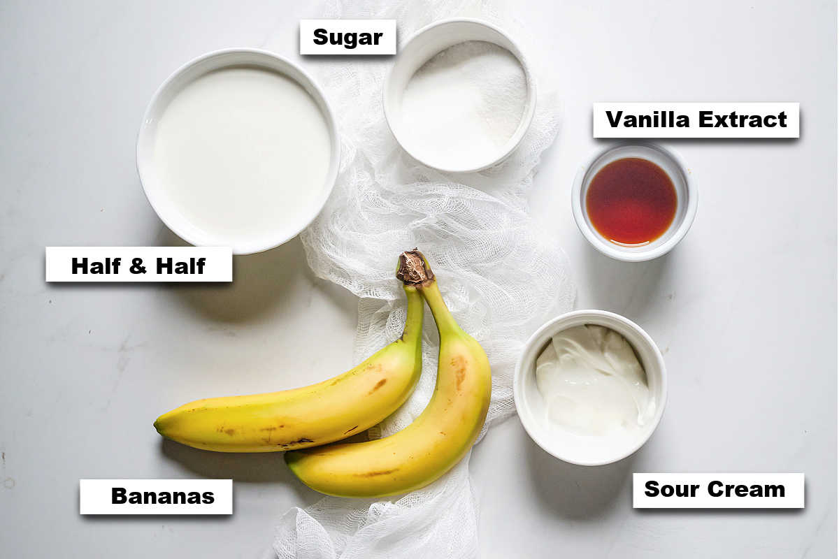 the ingredients needed to make this Ninja Creami Banana Ice Cream Recipe.
