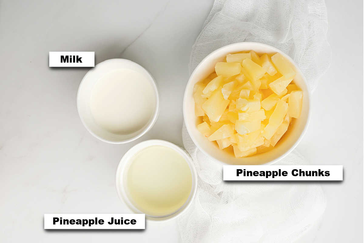 the three ingredients for making dole whip in the Ninja Creami machine.