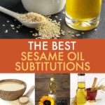 A collage of images of ingredients that can be used as substitutions for sesame oil.