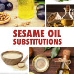 A collage of images of ingredients that can be used as substitutions for sesame oil.