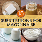 A collage of images of foods that can be used as substitutes for mayonnaise