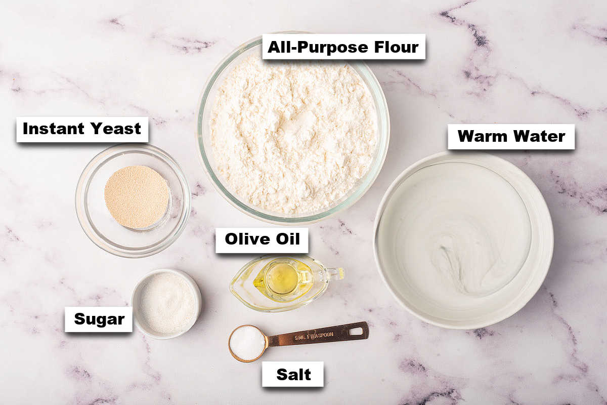 the ingredients for making this air fryer bread recipe.