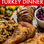 close up image of turkey with sides