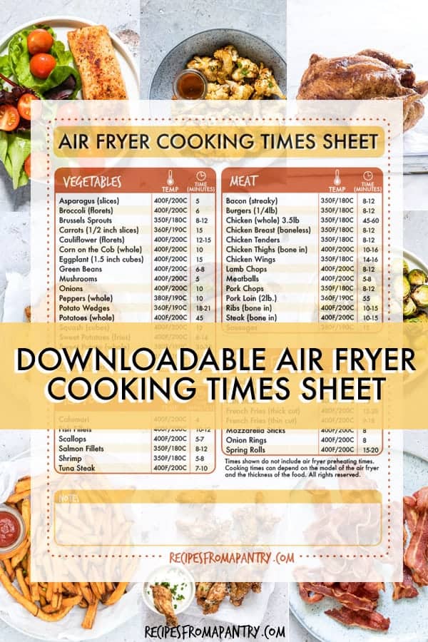 Air Fryer Cooking Times Cheat Sheet