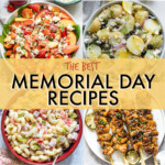 A collage of images of dishes for memorial day