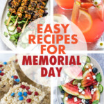A collage of images of dishes for memorial day