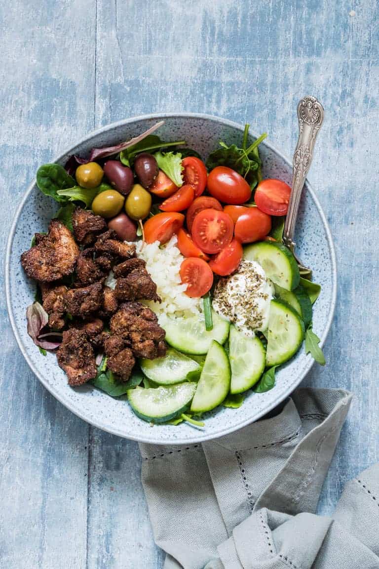 Air Fryer Chicken Shawarma Bowl (GF, LC, Keto) - Recipes From A Pantry
