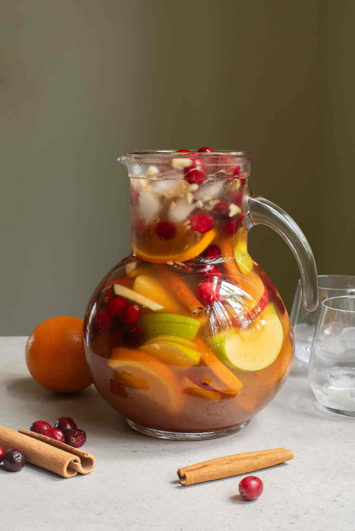 Thanksgiving punch in a pitcher.