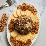 Platter with biscuits, pretzels and cheese.