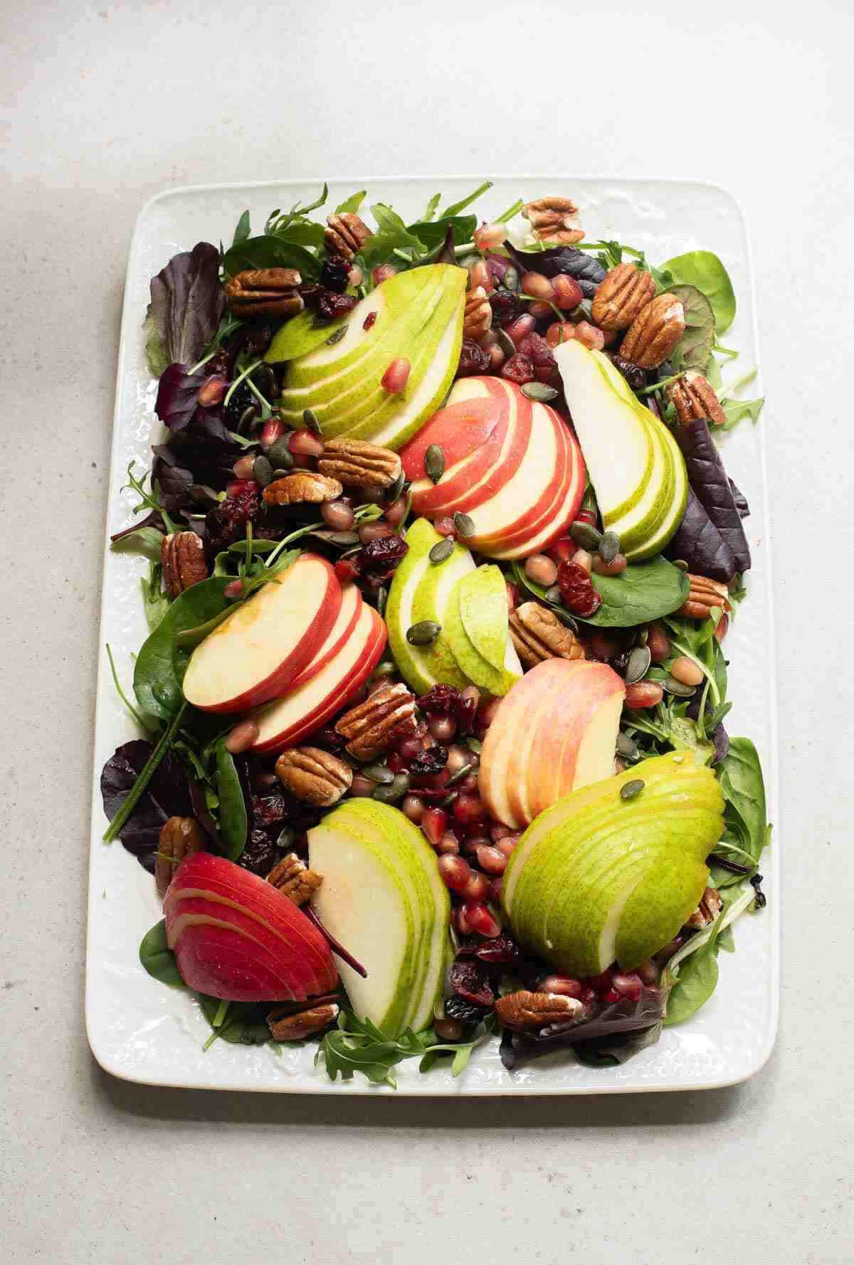 Thanksgiving salad in a white platter.