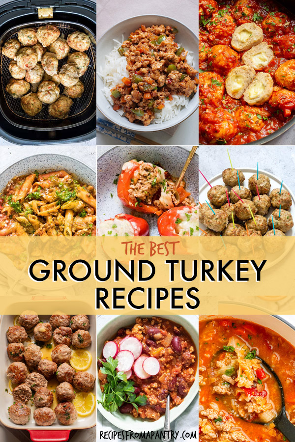 A collage of images of ground turkey dishes