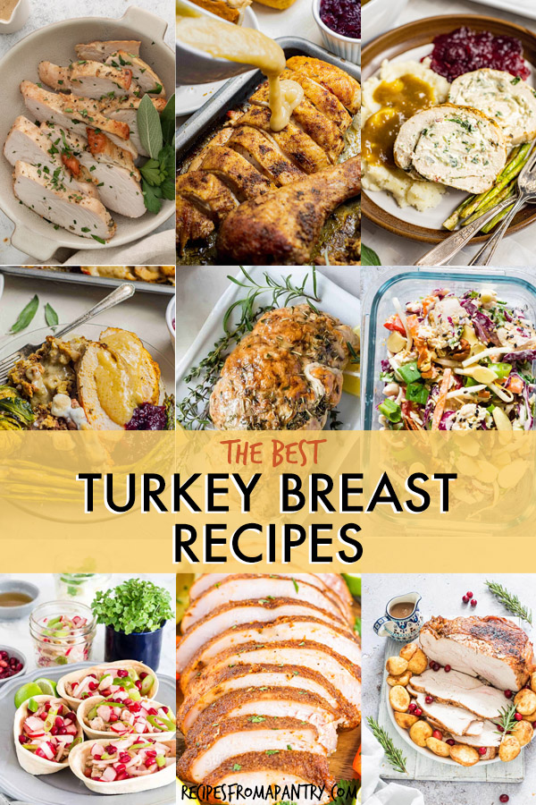A collage of images of turkey breast dishes
