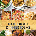 A collage of images of dinner entrees
