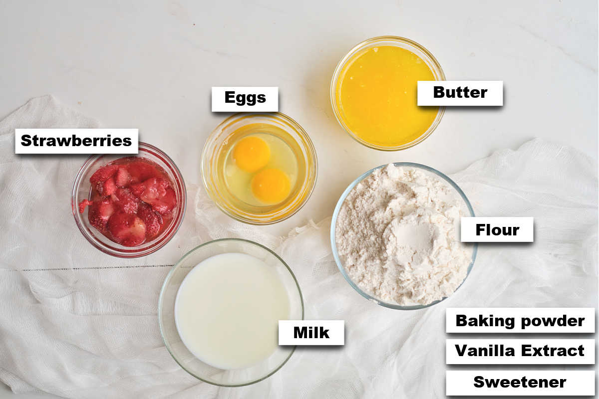 the ingredients needed to make this waffle recipe.