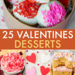 A collage of images of Valentines day desserts