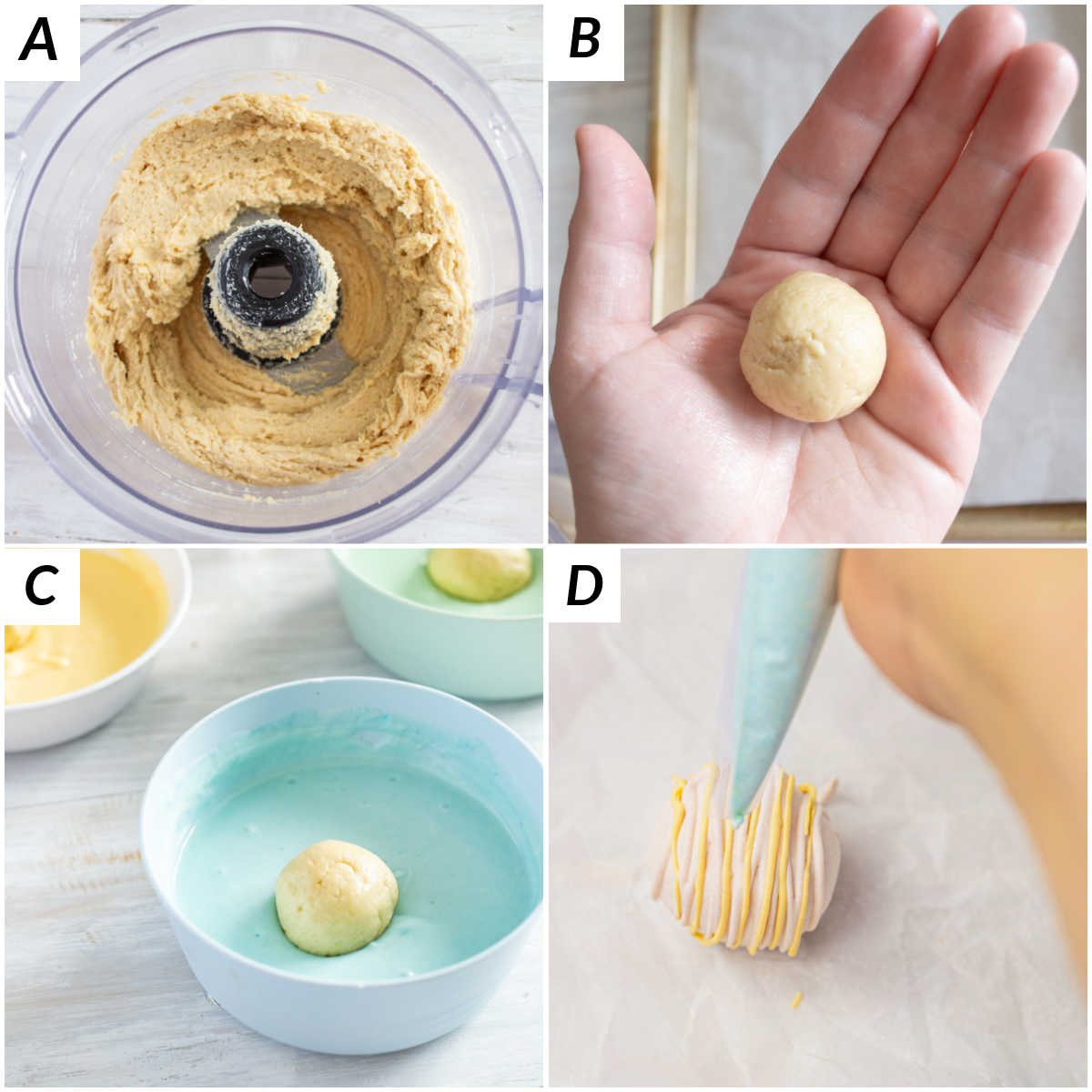 A collage of how to make Easter truffles.